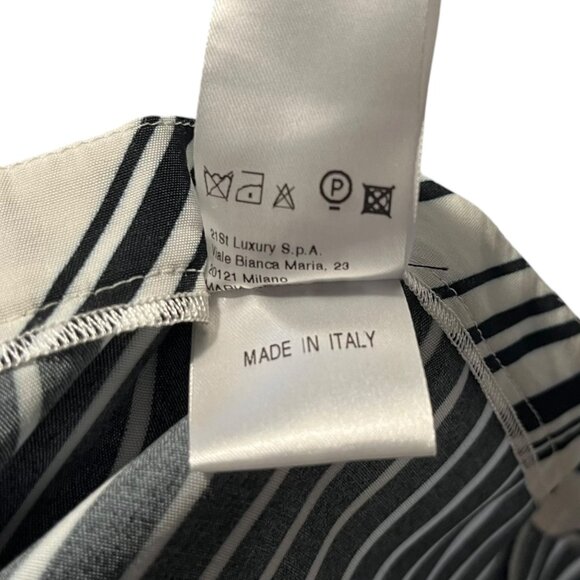 Maria Grazia Severi White Women's 46 Trouser Black White‎ Striped Viscose Slit - Picture 8 of 11